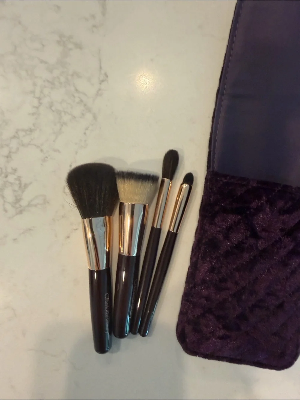 Charlotte Tilbury Quilted Velvet Brush Case - Plum